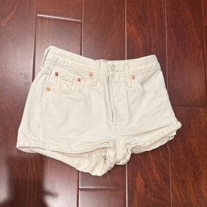 Levi's Cream High-Rise Jean Shorts